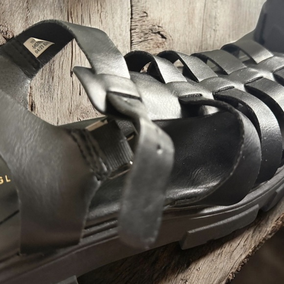 New American Eagle Womens Fisherman Sandals Size 11 Black Open Toe Chunky Heel - Picture 9 of 16